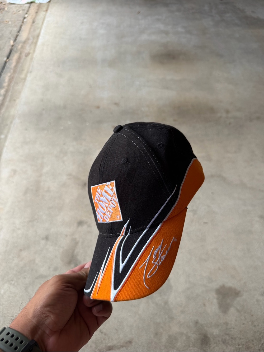 Nascar Black and Orange Racing Hat with Signature Graphics
